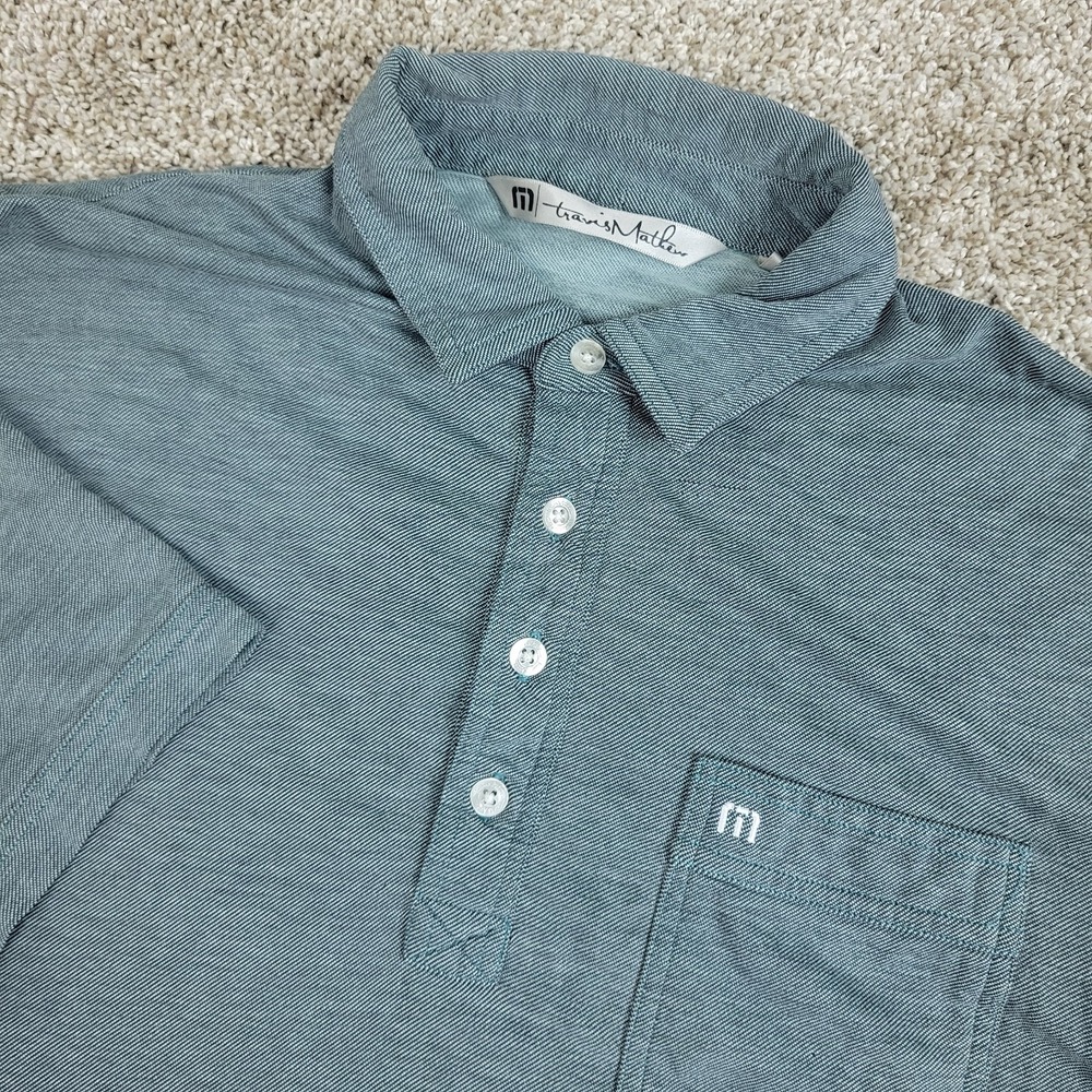 Travis Mathew Mens Small Solid Gray Performance Stretch Golf Polo Short Sleeve